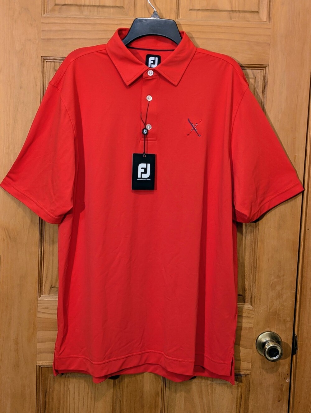 NWT Footjoy Polo Stretch Pique Performance Men's LG Red 2022 Shotski Cup Golf